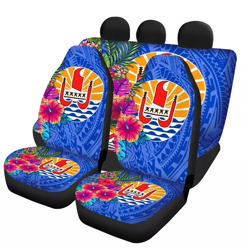 Tribal Hibiscus Car Seat Cover Universal Full Set Auto Interior Decor Automotive Seat Front And Back Seat Covers Protectors