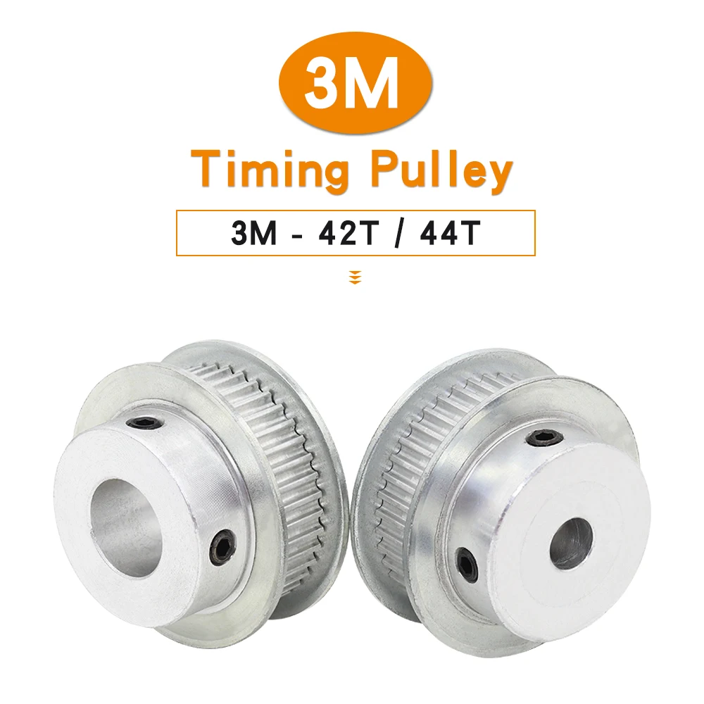 3M-42T/44T Pulley Wheels Bore Size 6/8/10 /12/14/15/16 mm Alloy Wheel Teeth Pitch 3.0 mm BF Shape For Width 10 mm 3M Timing Belt