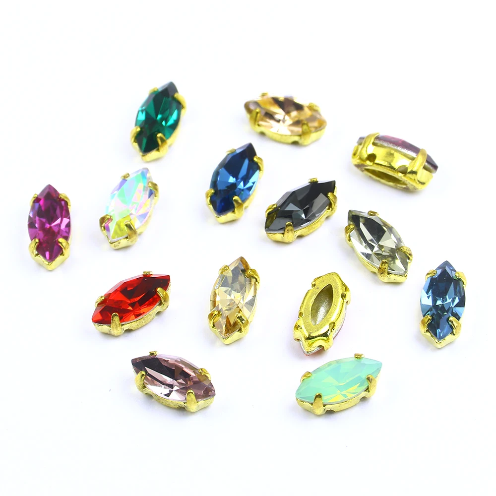 Glitter Glass Mix Style Cristal Rhinestones With Claw Sew On Rhinestone Appliques Strass Stones For Needlework Clothe