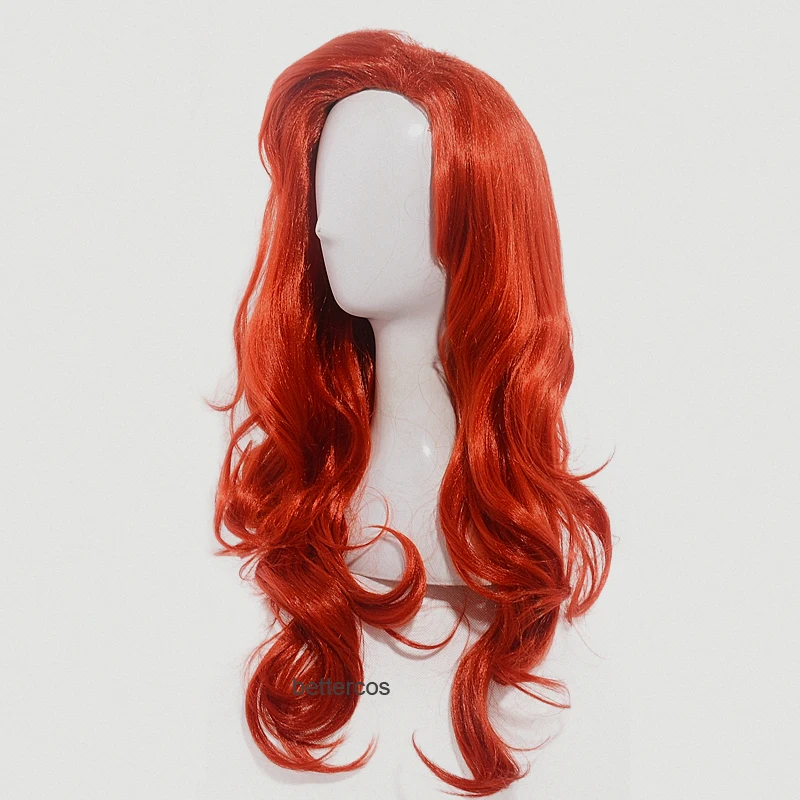 Rabbit Jessica Cosplay Wigs Drag Queen Copper Red Big Swap Bangs Long Wavy Heat Resistant Synthetic Hair Wig + Wig Cap