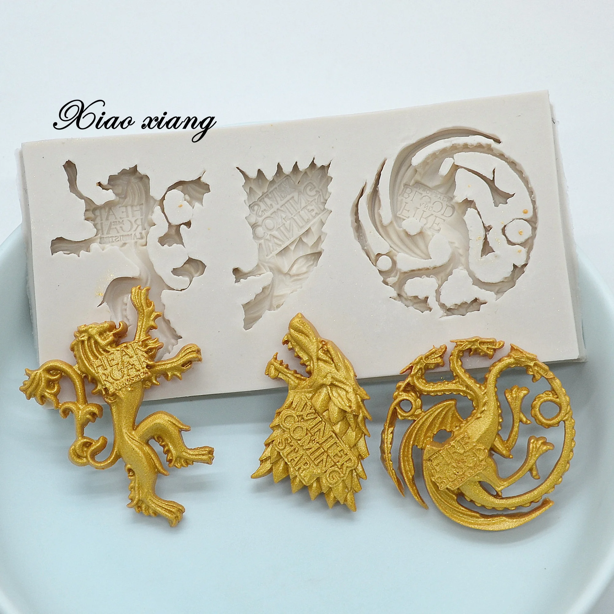 3D Dragon Lion And Wolf Silicone Cake Molds For Baking Family Emblem Fondant Chocolate Mould Cake Decorating Tools Bakeware