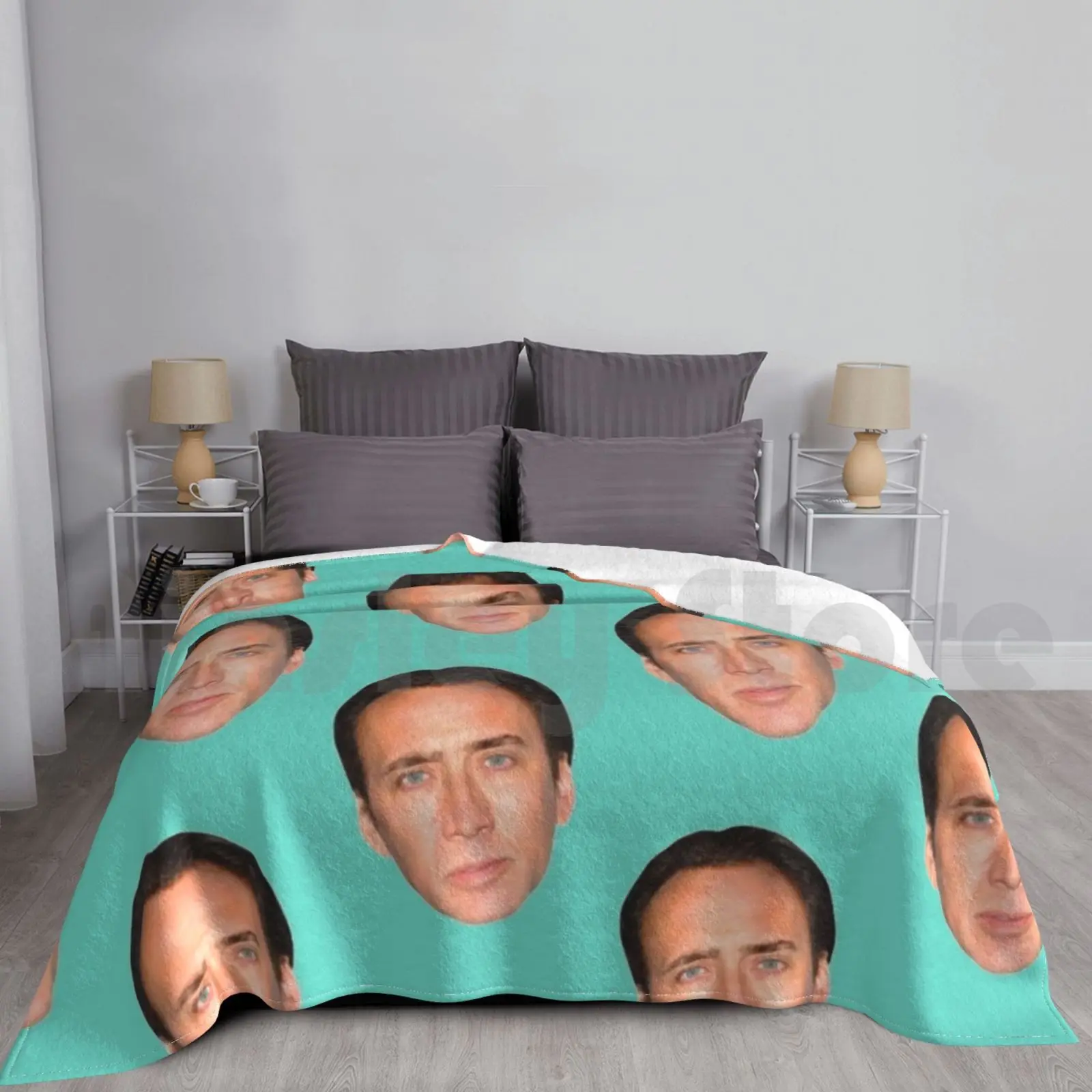 Nicolas Cage Head Blanket Super Soft Warm Light Thin Nicolas Nic Nick Cage Meme Head