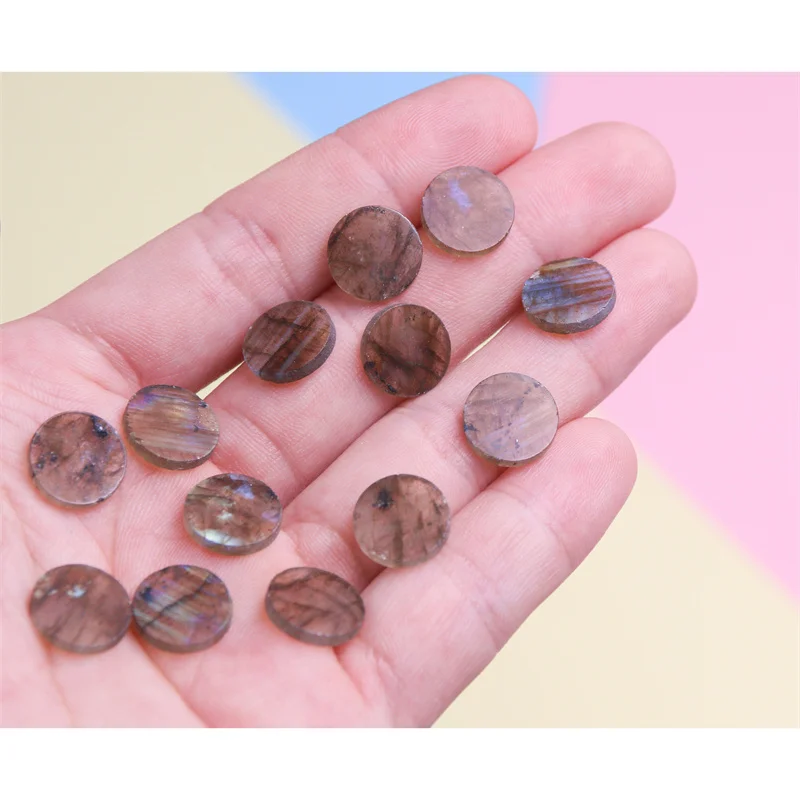 5pcs Labradorite Cabochons Disc Flat Round 8/10/12mm Natural Stone For Jewelry Making Craft Material DIY Earrings Ring Pendant