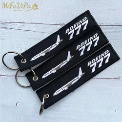 3 PCS Fashion Trinket Boeing 777 Keychain Phone Strap Black Embroidery Aviation Key Chains for Men Flight Crew Gift Key Rings