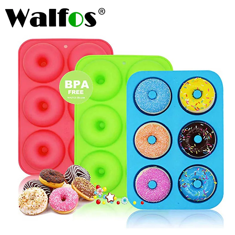 

WALFOS 6 Holes Donuts Mold of Silicone Round Shape Donuts Mold Baking Jelly Fondant Mold Chocolate Cake Decorating Cooking Tool