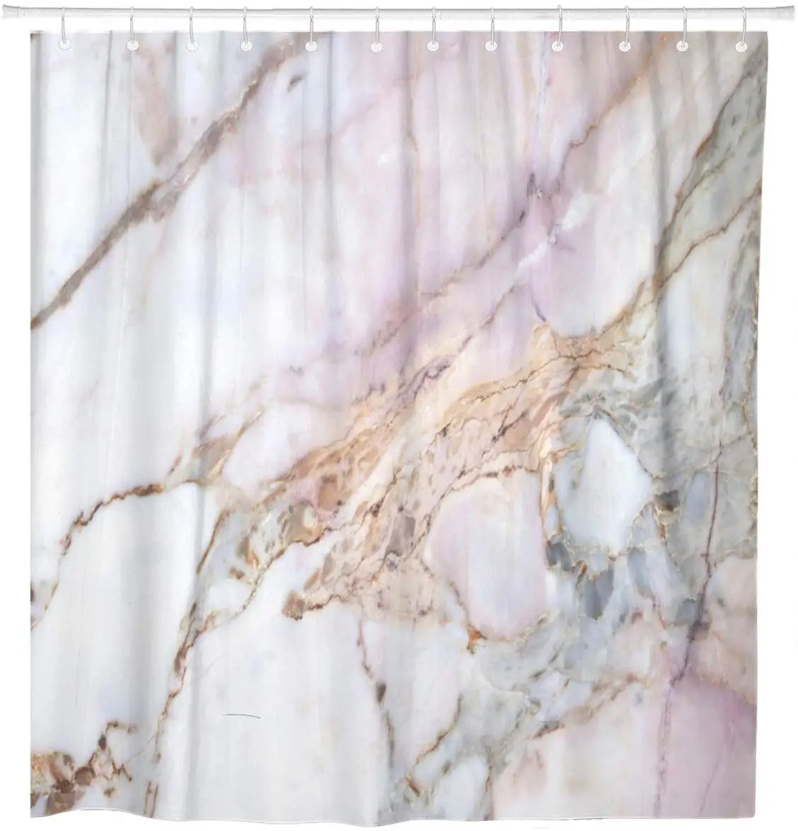 Pink White Marble Pattern High Resolution Gray Black Stone Shower Curtain Waterproof Polyester Fabric 60 x 72 Inches with Hooks