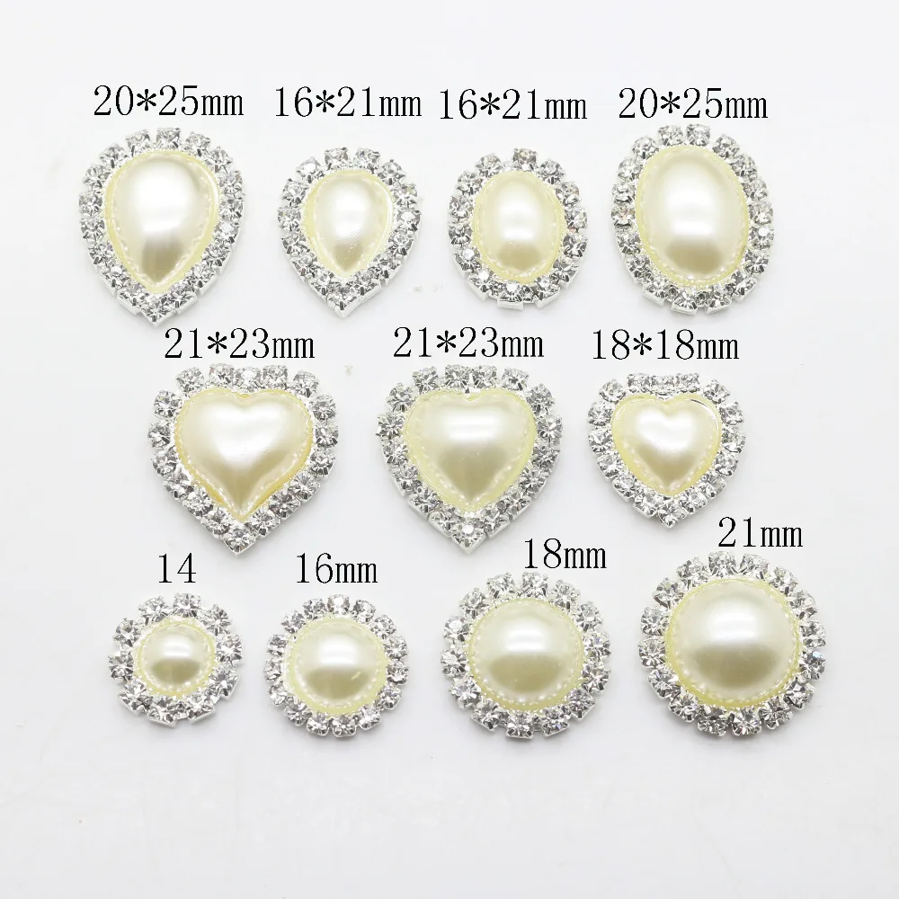 Skye Ciel 10Pcs Meerdere Maten Diy Crystal Ivory Pearl Bruiloft Sieraden Accessoires Versieren Haar Bloem Center Scrapbookin