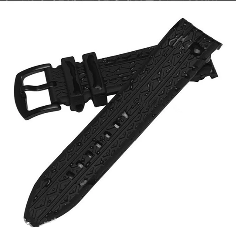 High-end 24mm black silicone strap for bracelet Porsche design p6612 watch strap watchbands belt Wristband Replacement belt