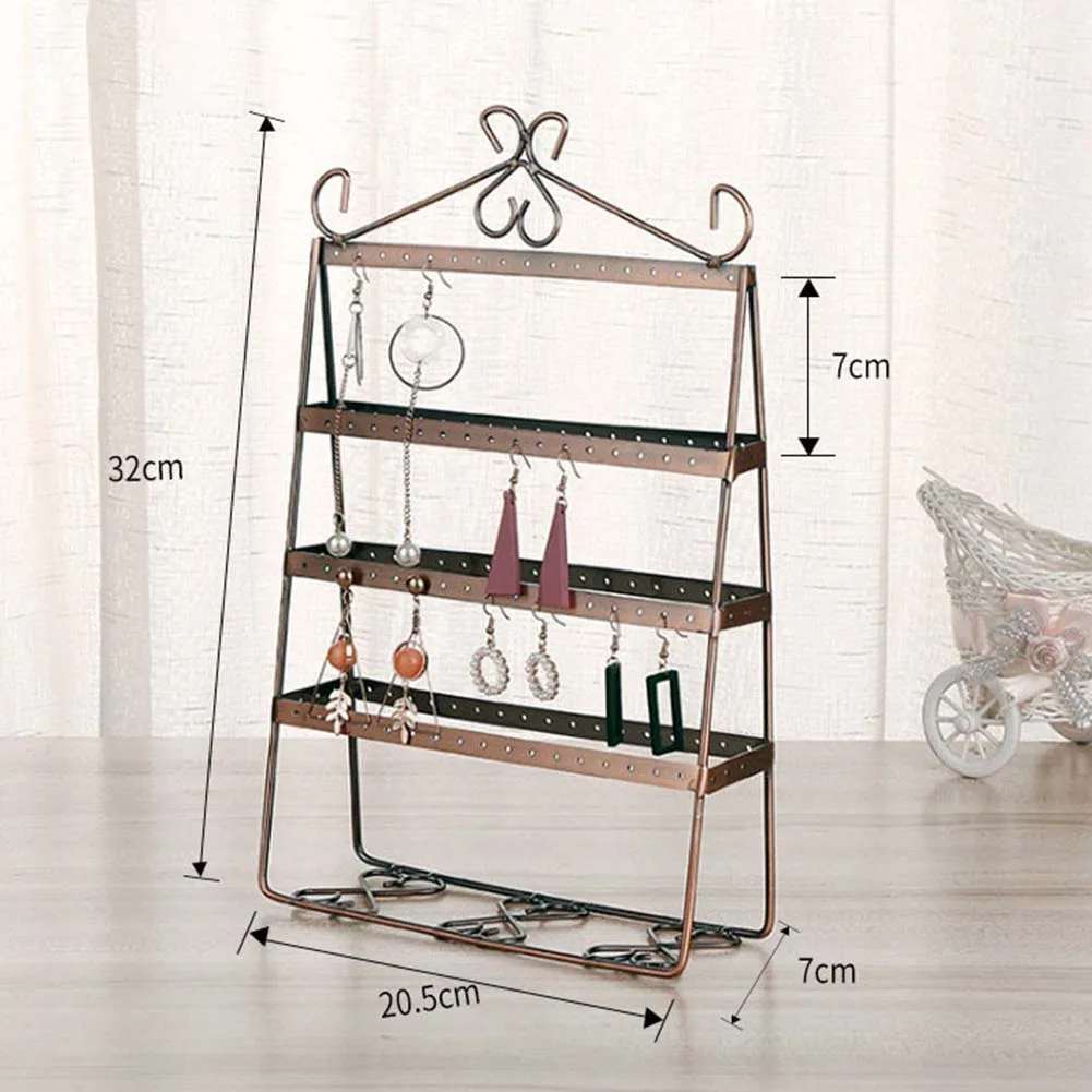 Capacity Metal 4 Layer 112 Holes Durable Double-side Earring Holder Stand Jewelry Display Stand Storage Rack Shelf Organizers