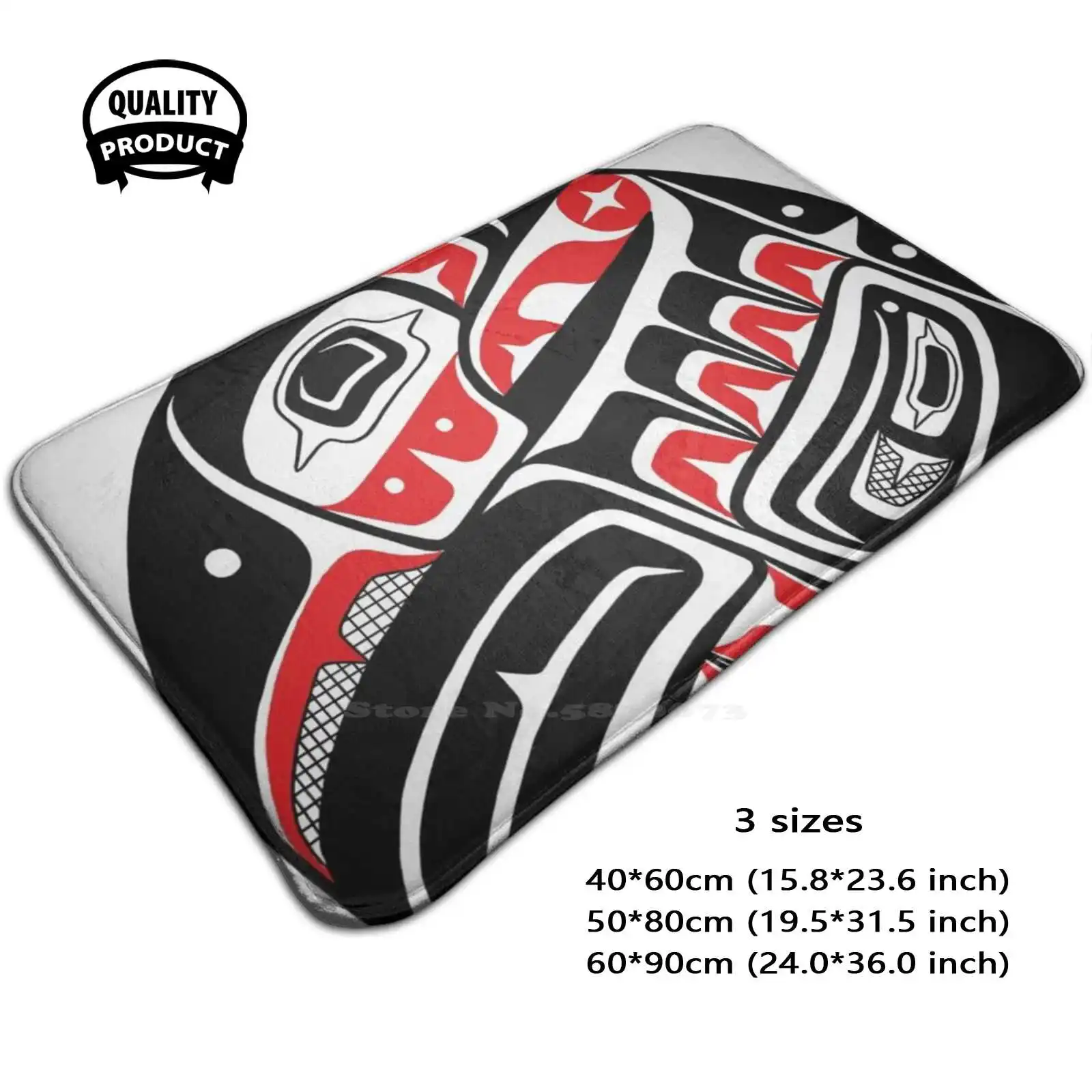 Raven Steals The Sun - Tlingit Style , Soft Cushion Home Carpet Door Mat Car Rug Raven Steals The Sun Native Art British