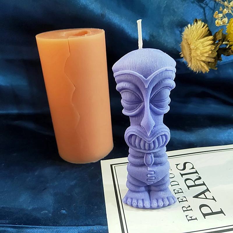 Silicone Mould Mini Horrible Statue Big Head Monster Candle Mold Mystery Man  Clay Resin Mold Halloween Party Tools