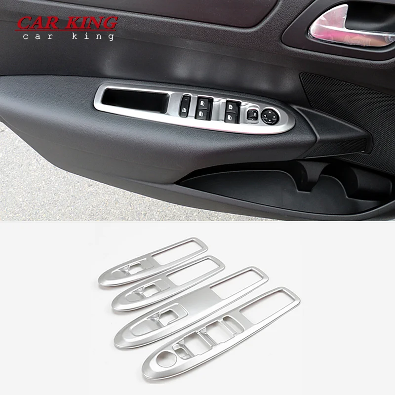 For Citroen C4 2016 Car Electric Power Window Lifter Switch Decoration Cover Trim interior ABS Matte car styling Accessories