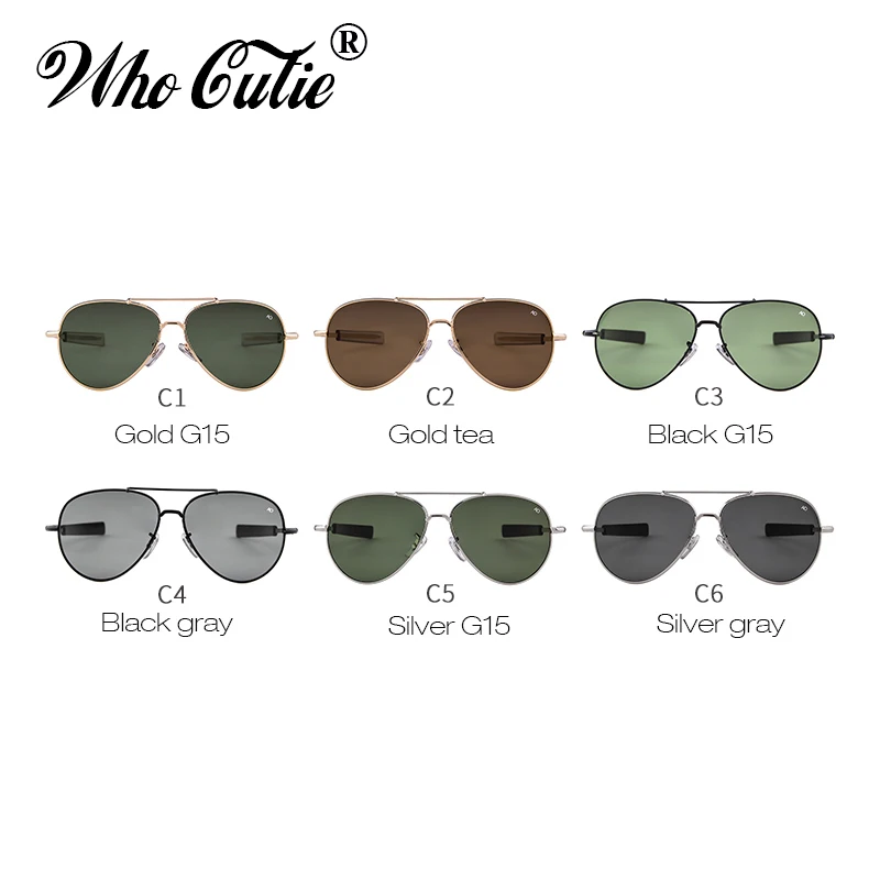 WHO CUTIE American Optical Sunglasses Men Brand Designer High Quality Gold Frame Sunnies AO Pilot Sun Glasses Male Shades OM288
