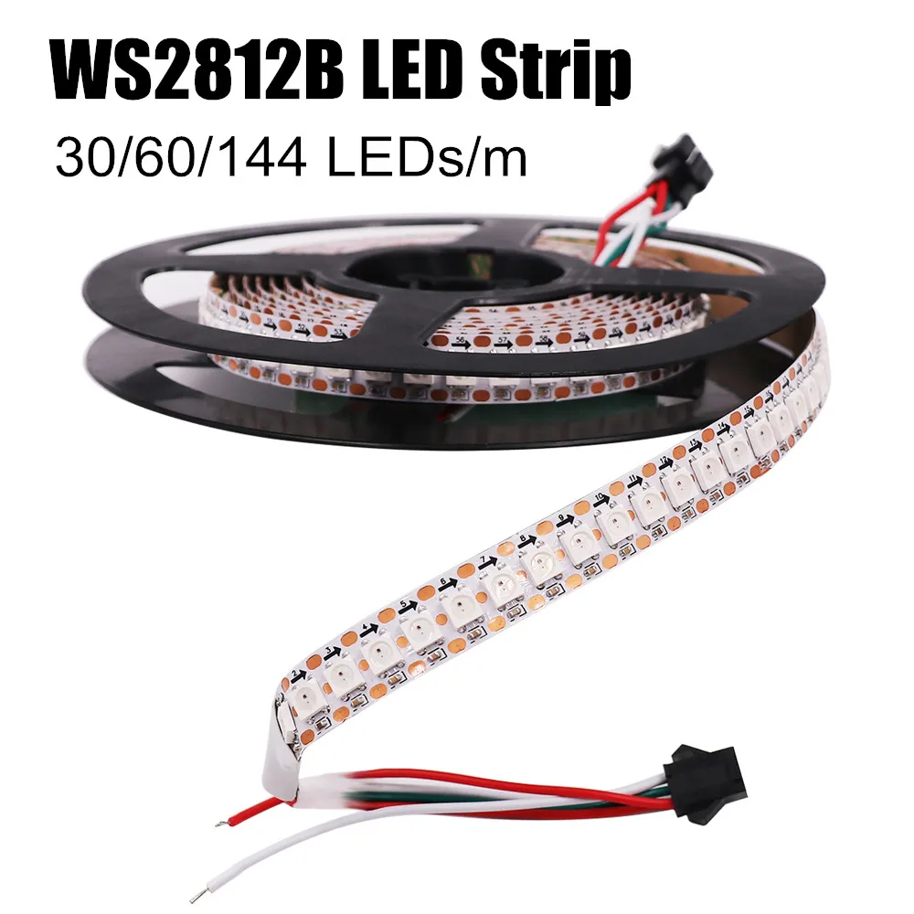 DC 5V 30 WS2812B Tira CONDUZIDA Impermeável 60leds/m 60LEDs/m 144Leds/m 5050 Fullcolor LEVOU Flexível Lâmpada Luz 1m 2m 3m 4m 5m