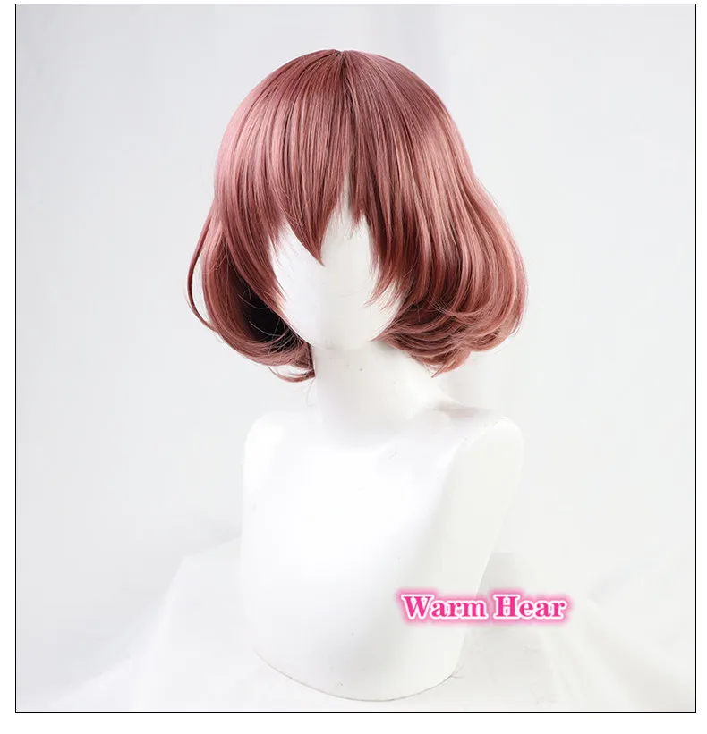 Anime High-Rise Invasion Mask Maid-fuku Kamen Brown Short Cosplay Wig With Mask Heat Resistant Synthetic Hair Wigs + a wig cap