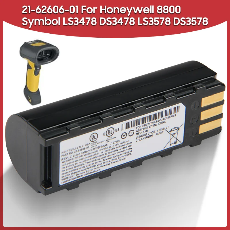 

Original Replacement Battery 2200mAh 21-62606-01 For Honeywell 8800 Symbol LS3478 DS3478 LS3578 DS3578 General Scanners