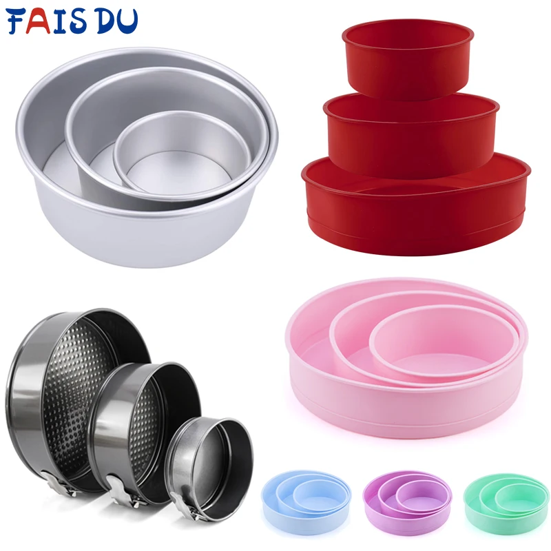 

6/8/10 Round Cake Mold Nonstick Baking Dishes Form Removable Bottom Pan Kitchen Pastry Silicone Mould Bakeware Tools Accessories