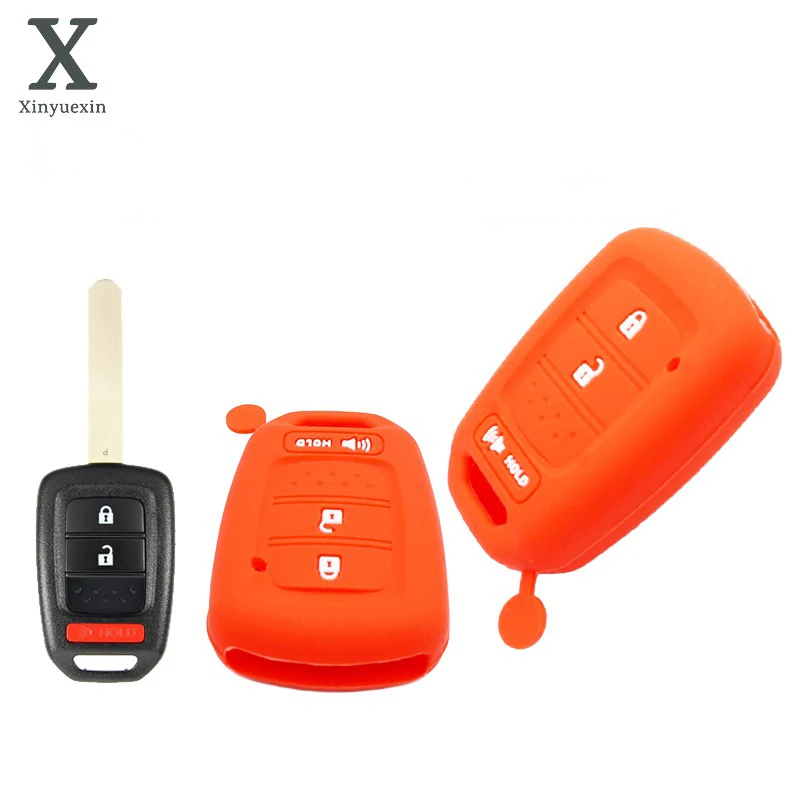 Xinyuexin Rubber Silicone car key Case cover fob for HONDA HRV Accord Fit Accord Crosstour CR-V Remote Key Cover Fob 3 Button