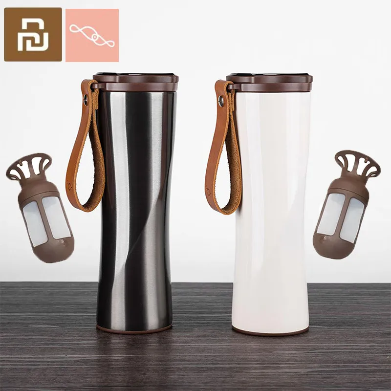 100% Original MOKA KKF Coffee Cup Vacuum Thermos Portable 304 Stainless LED Touch Screen Water Bottle Cup