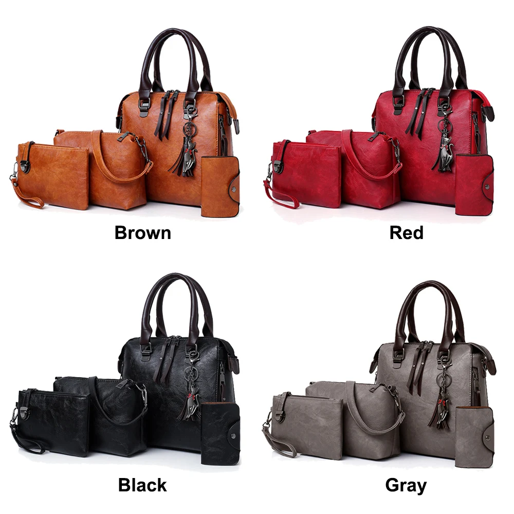 Fashion Leather Shoulder Messenger Bag Tote Bag Bolsa 4pcs/Set Women Composite Bag High Quality Ladies Handbag Female Set Bag