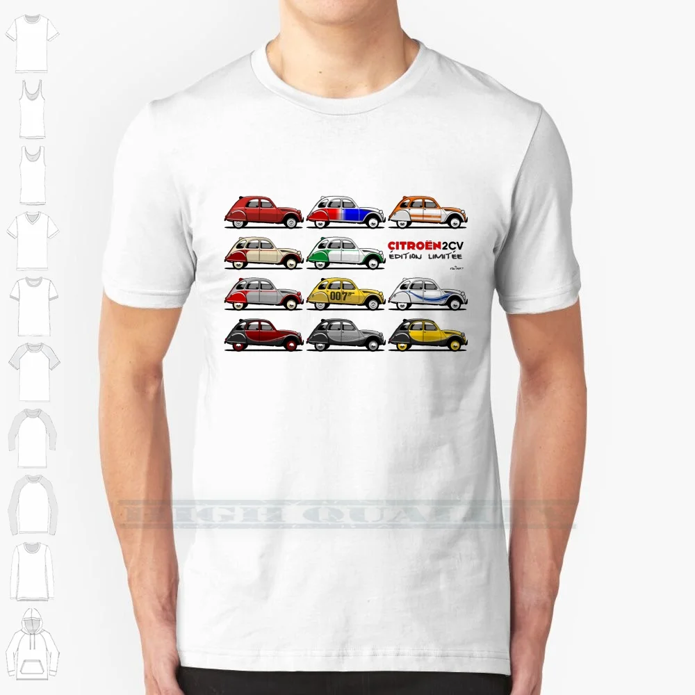 Citro?n 2cv Limited Editions 100% Cotton T Shirt 2cv 2 Cv Deuxchevaux Az Classic French Icon Retro Special Limited Edition