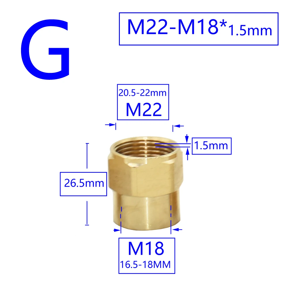 Messing Männlich Weiblich 1/2 "M14 M18 M22 3/8" Gewinde Anschluss Zahn Pitch 1,5mm Kupfer Wasserhahn Waschen maschine Bad Koppler – Detail 10