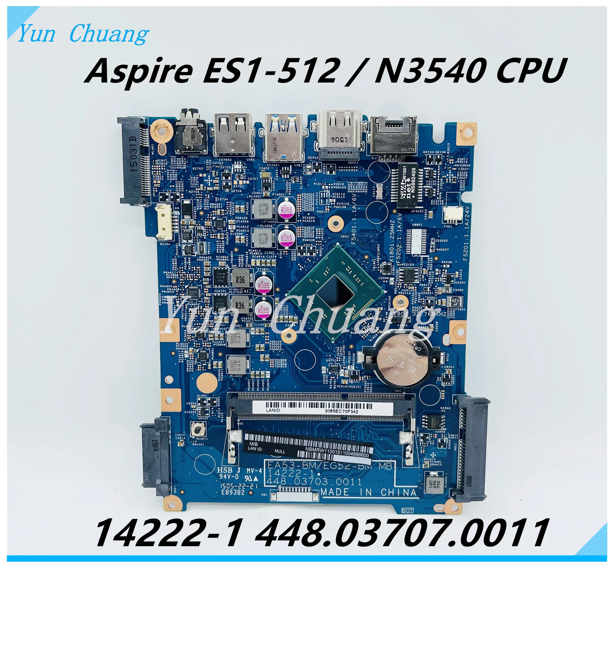 14285-1 For Acer aspire ES1-512 ES1-531 EX2519 Laptop Motherboard EA53-BM EG52-BM MB 14222-1 448.03708.0011 MAIN BOARD DDR3L