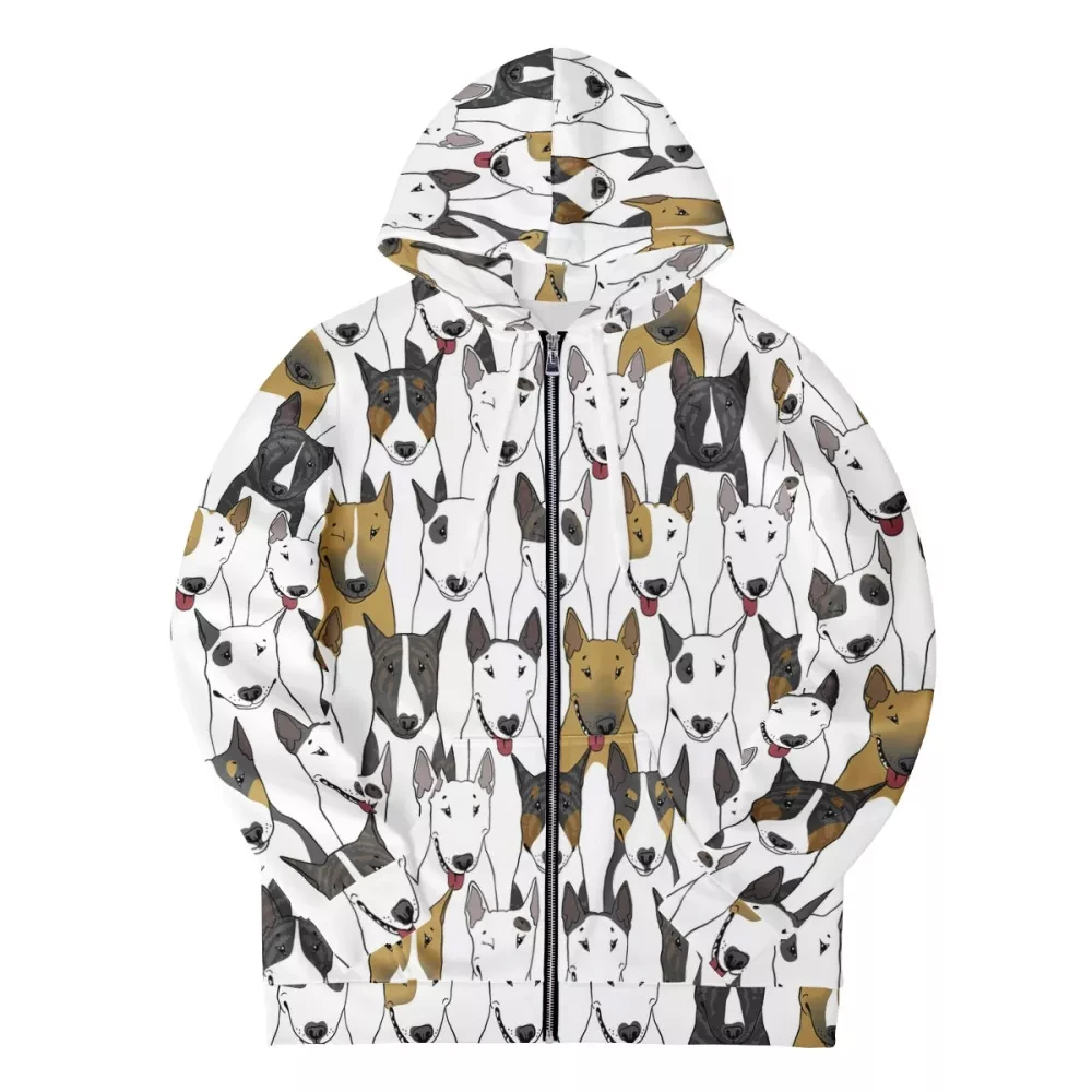 NOISYDESIGNS Women's Zip Hoodie Bull Terrier Prints Harajuku Women Hoodie Long Sleeve Autumn Winter Pullover Warm Streetwear