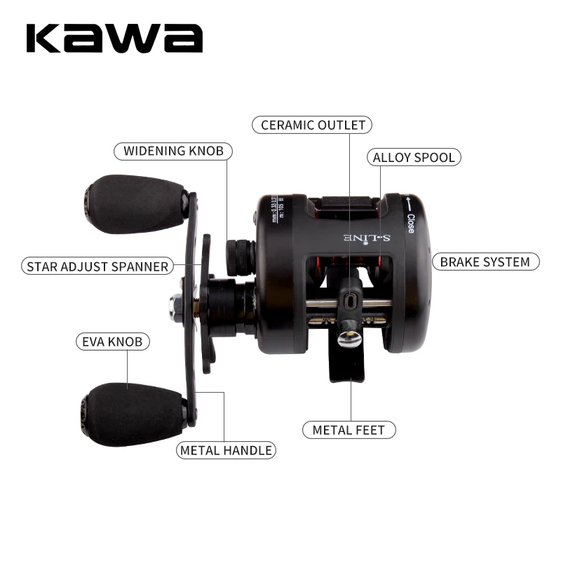 KAWA Carrete de Mar – 9+1 rodamientos, tambor fundido, 6kg arrastre - imagen 5