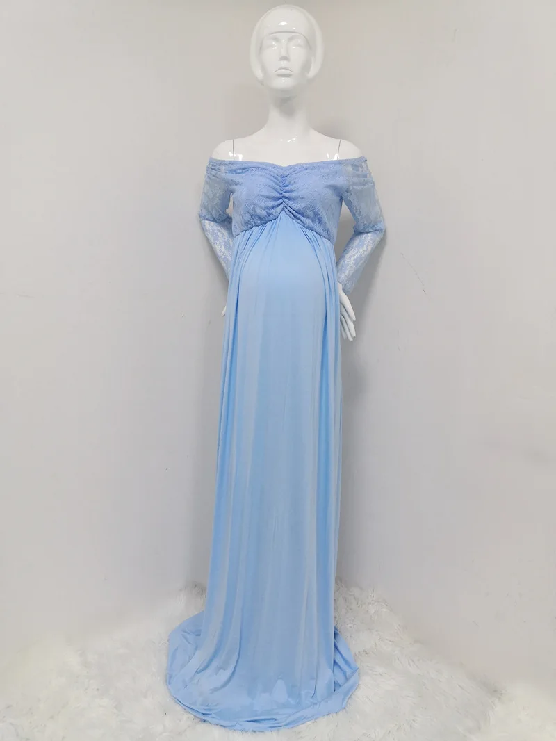Baby Shower Maternity Photography Props Lace Dress Maxi Dress Elegant Pregnancy Photo Shoot Women Maternity Plus Size Dress