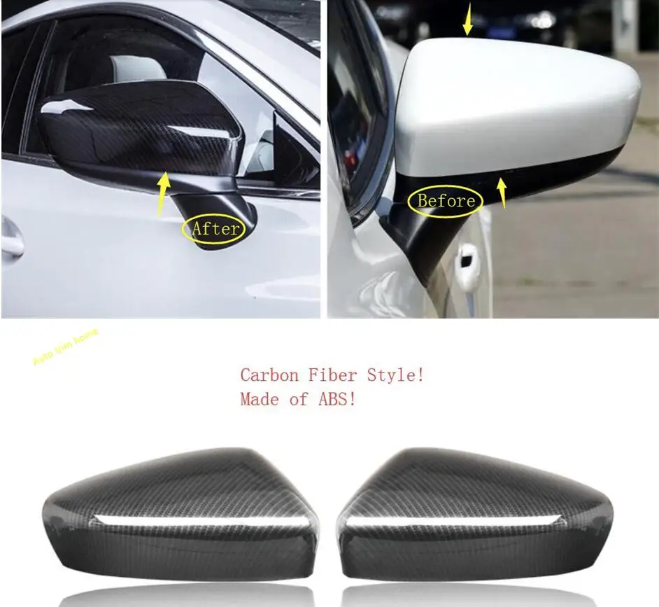 Lapetus Carbon Fiber Look Exterior Refit Kit Rearview Mirror Cover Trim Accessories 2 Piece / Set Fit For Mazda 6 2013 - 2017