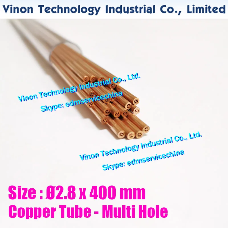 (20PCS/LOT) 2.8x400mm Copper Tube Multihole, Copper EDM Tubing Electrode MultiChannel Dia. 2.8mm Length 400mm for Superdrill EDM