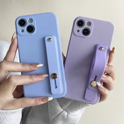 Wrist Strap Square liquid silicone Phone Case For iPhone 16 15 14 11 13 12 Pro XR XS Max X 16 Plus Candy Colors Soft Back Cover