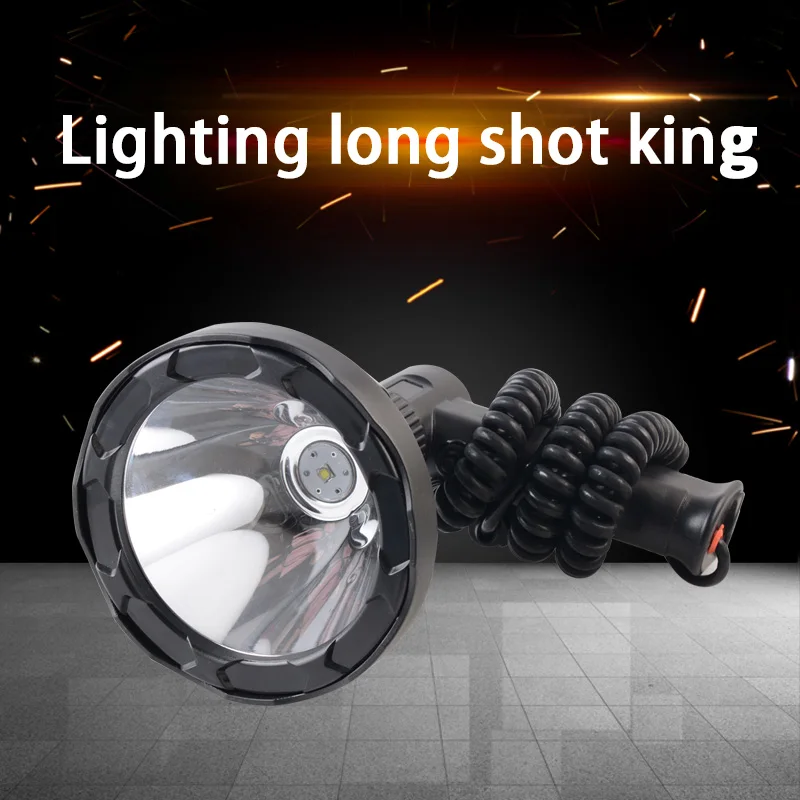 LED Handheld Searchlight 12V High Power Torch T6 30W Strong Light Spotlight Waterproof Flashlight for Outdoor Camping Fishing