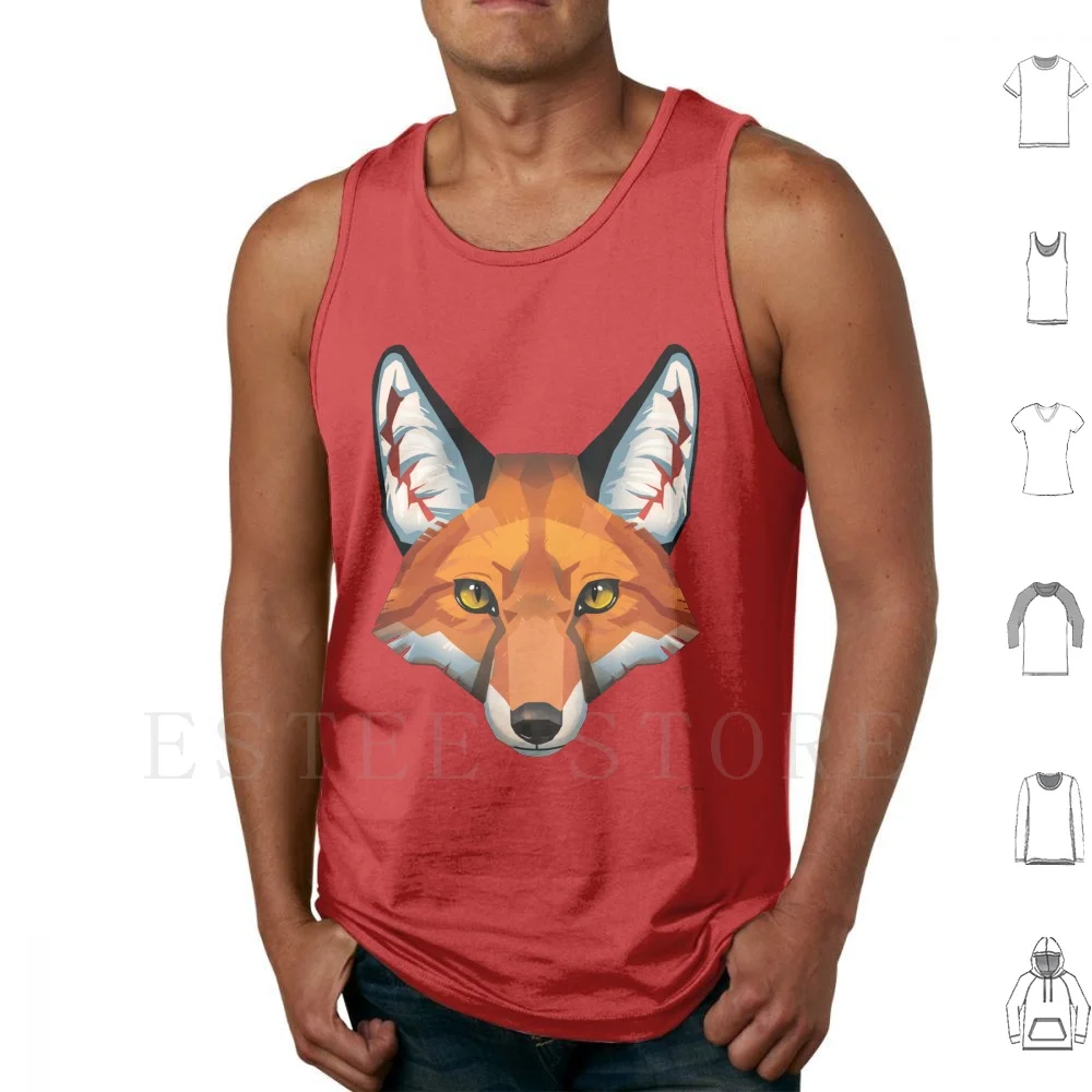 Fox Face Tank Tops Vest Sleeveless Fox Fox Animal Dog Doggy Cute Canine Woof Wolf Foxy Animals Furry Doggo Fox Face Kitsune