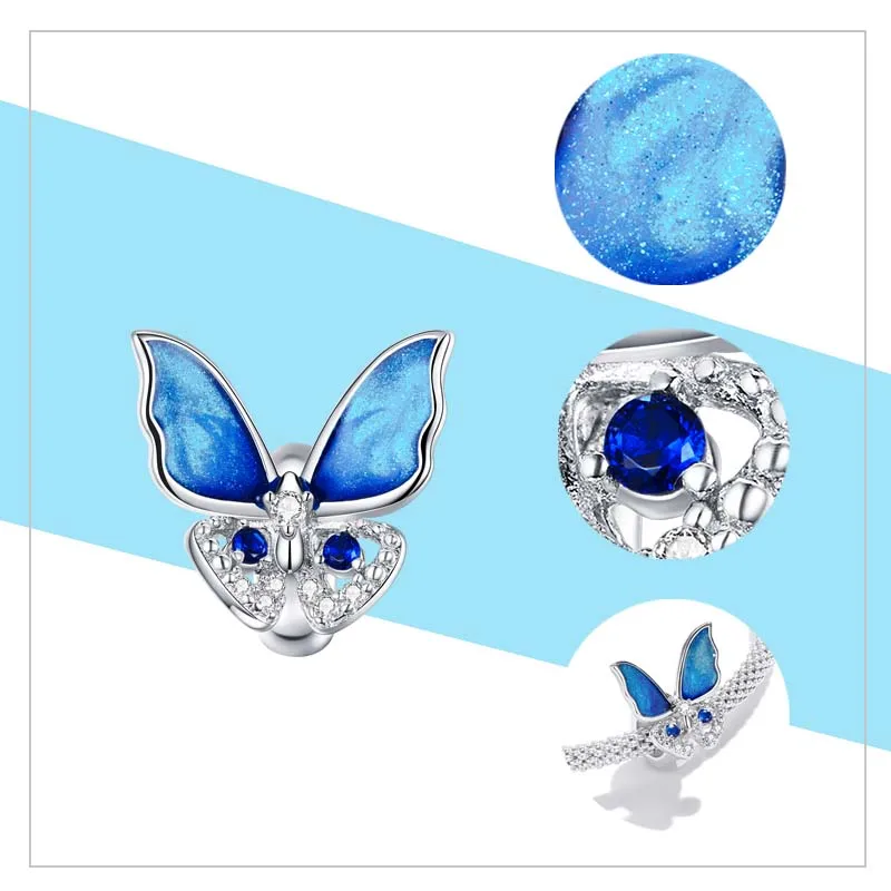 WOSTU Honey Bee Charms a nido d'ape argento Sterling 925 farfalla libellula smalto zircone perline ciondolo braccialetto fai da te creazione di gioielli