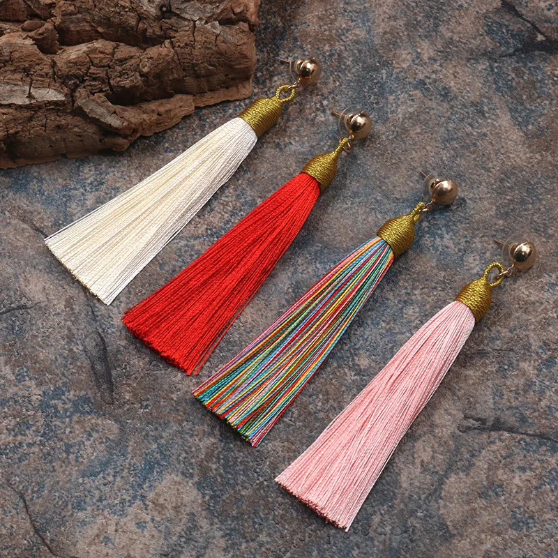 BTWGL New Hot Bohemia Women\'s Long Tassel Earrings European Exaggerated Boho Vintage Pendant Earrings Women\'s Jewelry