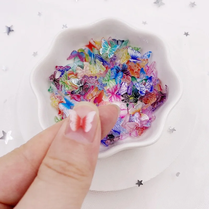 30Pcs 8*10mm 3D Colorful Wheel Butterflies Flatback Rhinestone Appliques  DIY Wedding Scrapbook Nail Art Craft SJ19