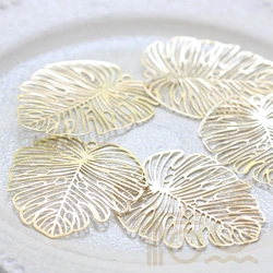DIY Supply-Solid Brass Finding Filigree Leaf Link - 50x44mm (4082C)