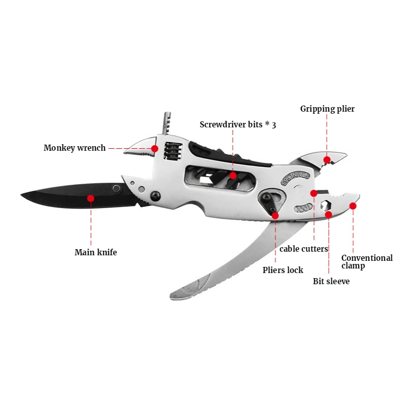 Mini alicates multiherramienta, juego de cuchillo de bolsillo, destornillador, llave ajustable, llave de mandíbula, reparación de mano, herramientas múltiples para exteriores
