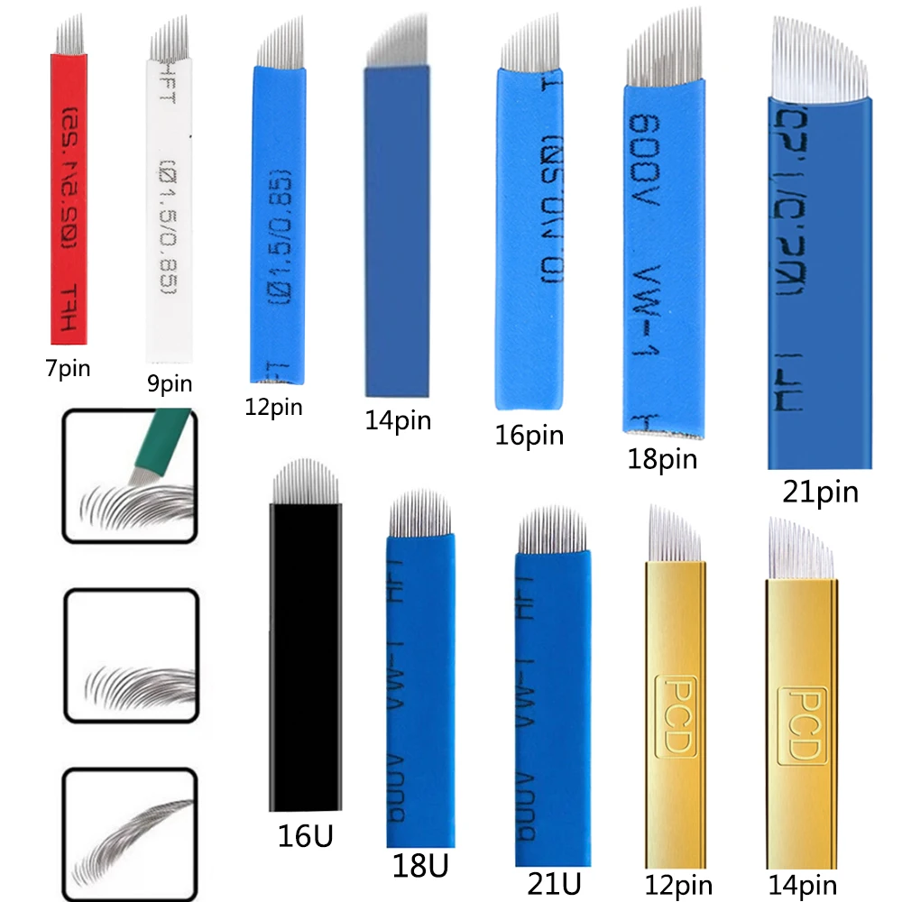 

Иглы для микроблейдинга, 100 шт., 7/9/11/12/14/16/18/21 пин
