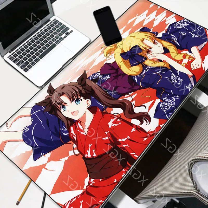 XGZ High Quality Big Mouse Pad Black Precision Seam Japanese Anime Two Cute Girls Computer Desk Mat Speed Rubber Non-slip XXL