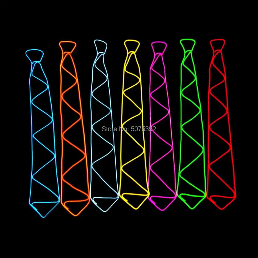 

Men EL Flexible Wire Illuminated Ties Fashion Neon Luminous Necktie Glowing Decor Neck Tie Carnival Tie