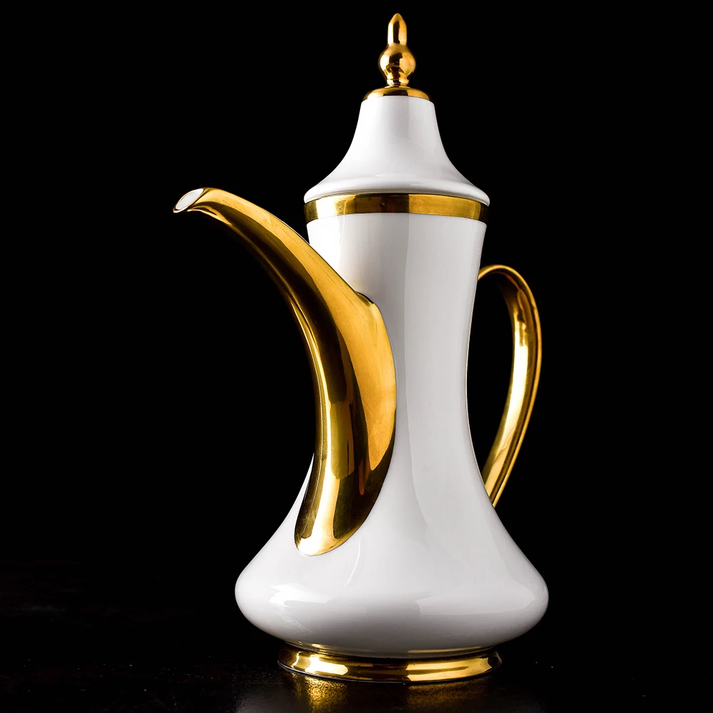

High-Quality Italian Style White Hand Drawn Home Hotel Ceramic Pot Fine Bone China Kettle Afternoon Tableware