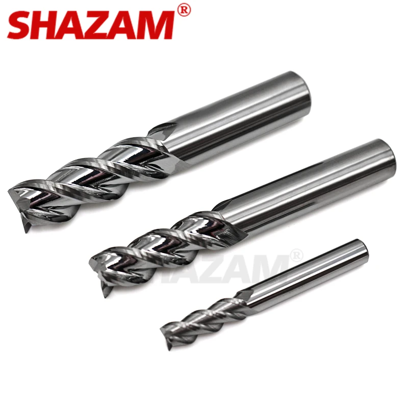 Milling Cutter Alloy Coating Tungsten Steel Tool Aluminum Cnc Maching HRC55 3 Blade Endmill SHAZAM Milling Carbide Tools