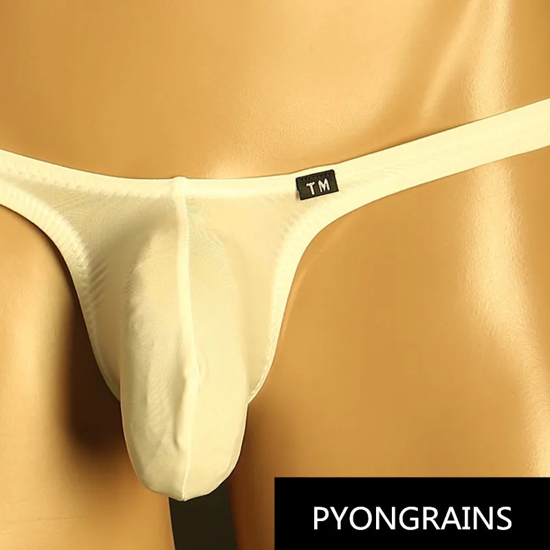 Men\'s Gay Underwear Thong Mens Bikini Super Soft Ice Silk Penis Pouch G-Strings Mens Sexy Underwear Jockstrap Panties Big Bag