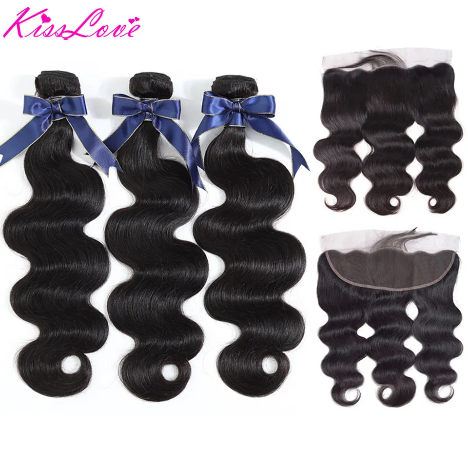 

Body Wave Bundles with Frontal Brazilian Hair Weave Bundles with Closure Remy Human Hair Extensions Kiss Love