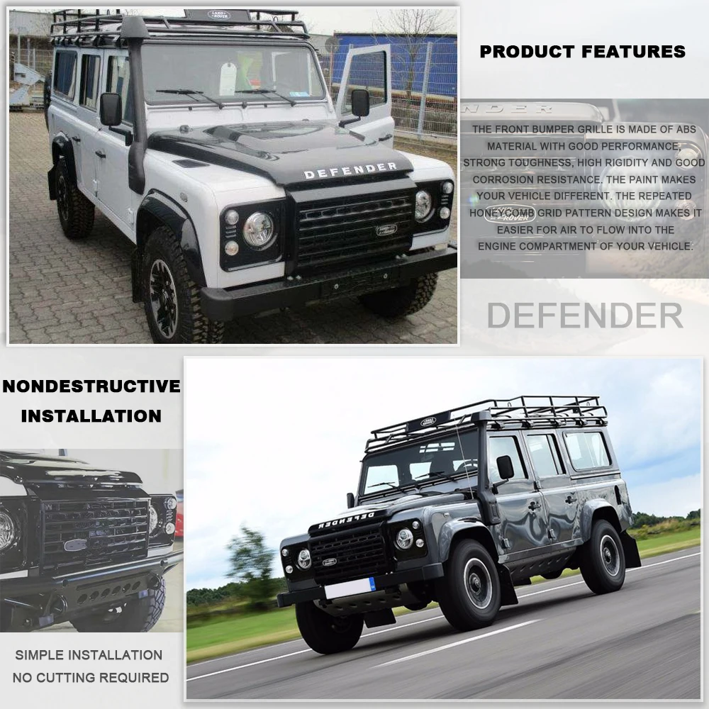 Car Front Middle Grille For Land Rover Defender 90 110 Grill Racing Grills ABS Adventure Edition