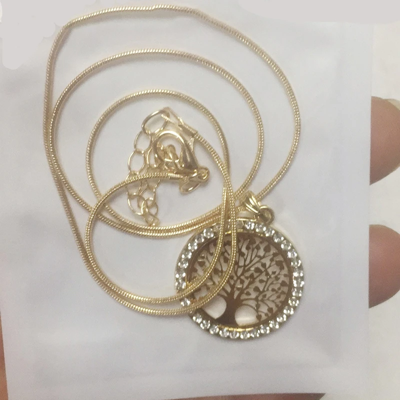Hot Tree of Life Crystal Round Small Pendant Necklace 3 Colors Bijoux Collier Elegant Women Jewelry Gifts Dropshipping