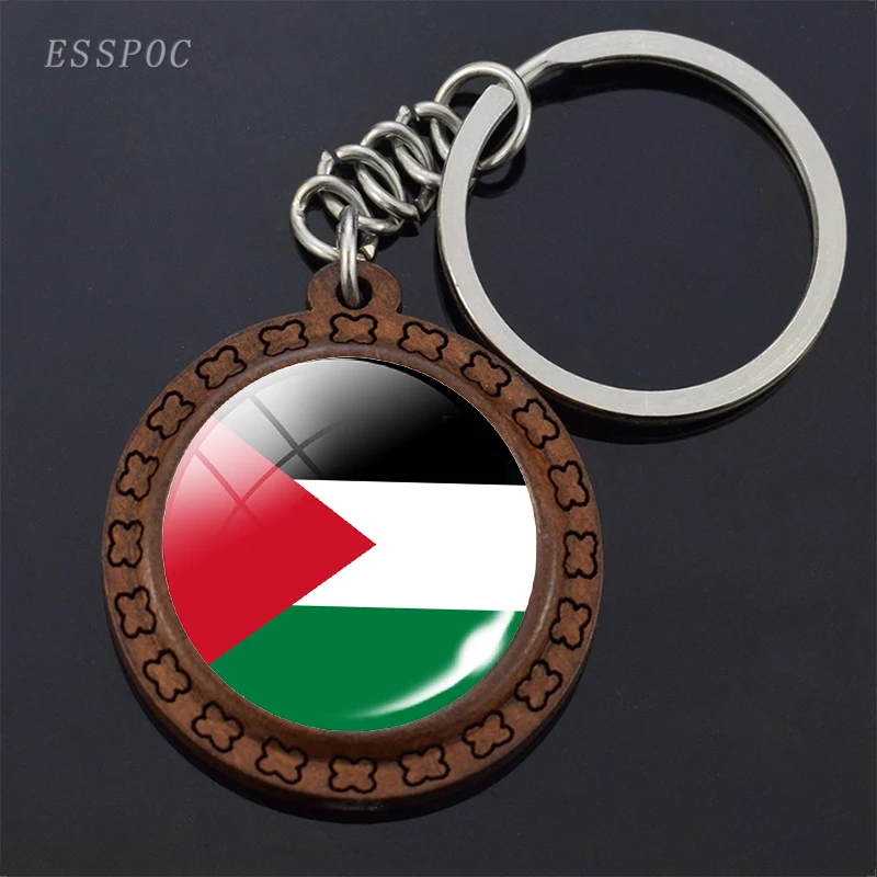 The State of Palestine Flag Keychain Souvenir Glass Dome Palestinian Flag Keyring Trinket Jewelry